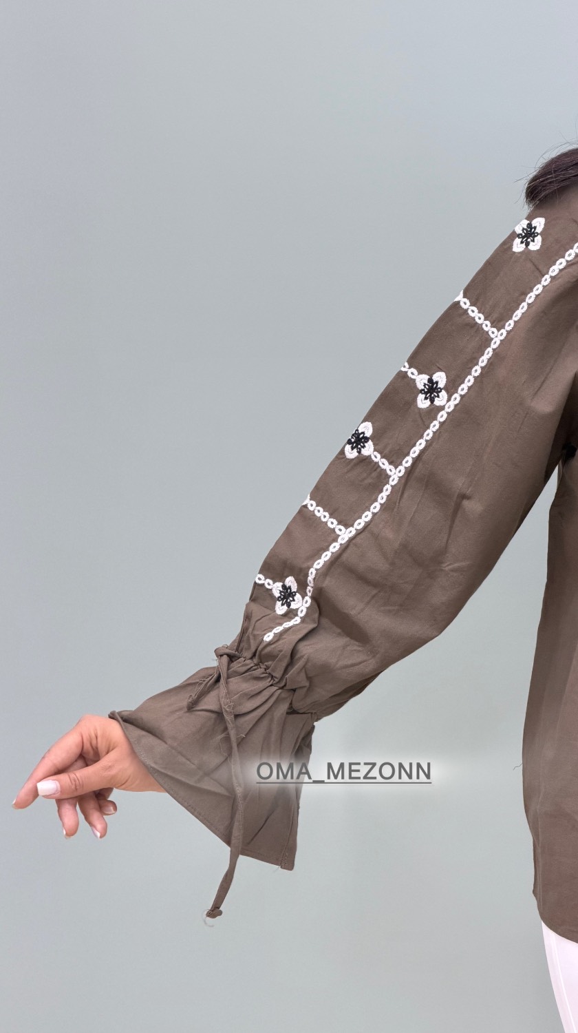 شوميز گلدوزي زيتوني esq
